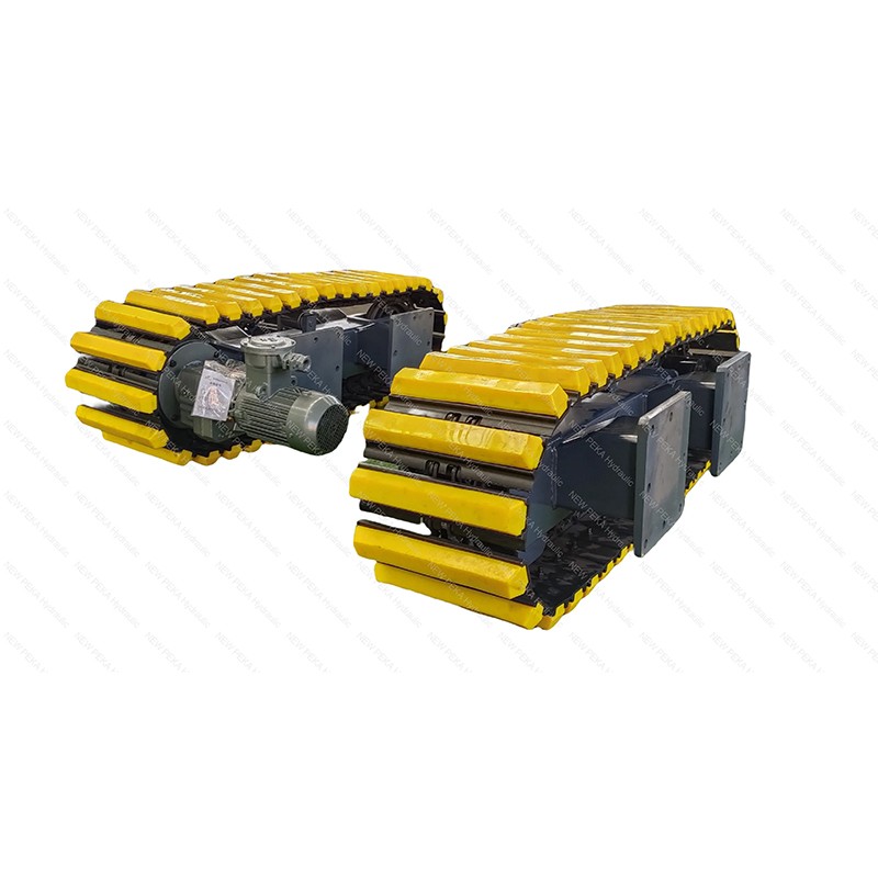 Electric motor drives the track chassis